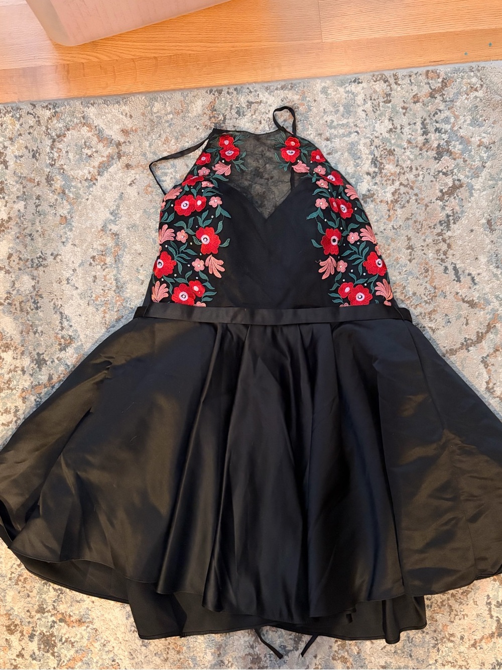 Homecoming black floral dress WITH POCKETS